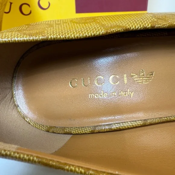 Pre Owned Gucci X Adidas Leather Tan Pumps. GG Logo. Sz 6.5 w/ BOX. - Picture 5 of 6